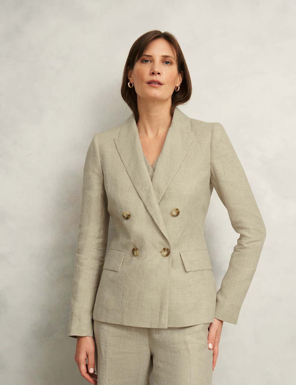 Hobbs Female Pure Linen Single Breasted Blazer - 12 - Beige, Beige