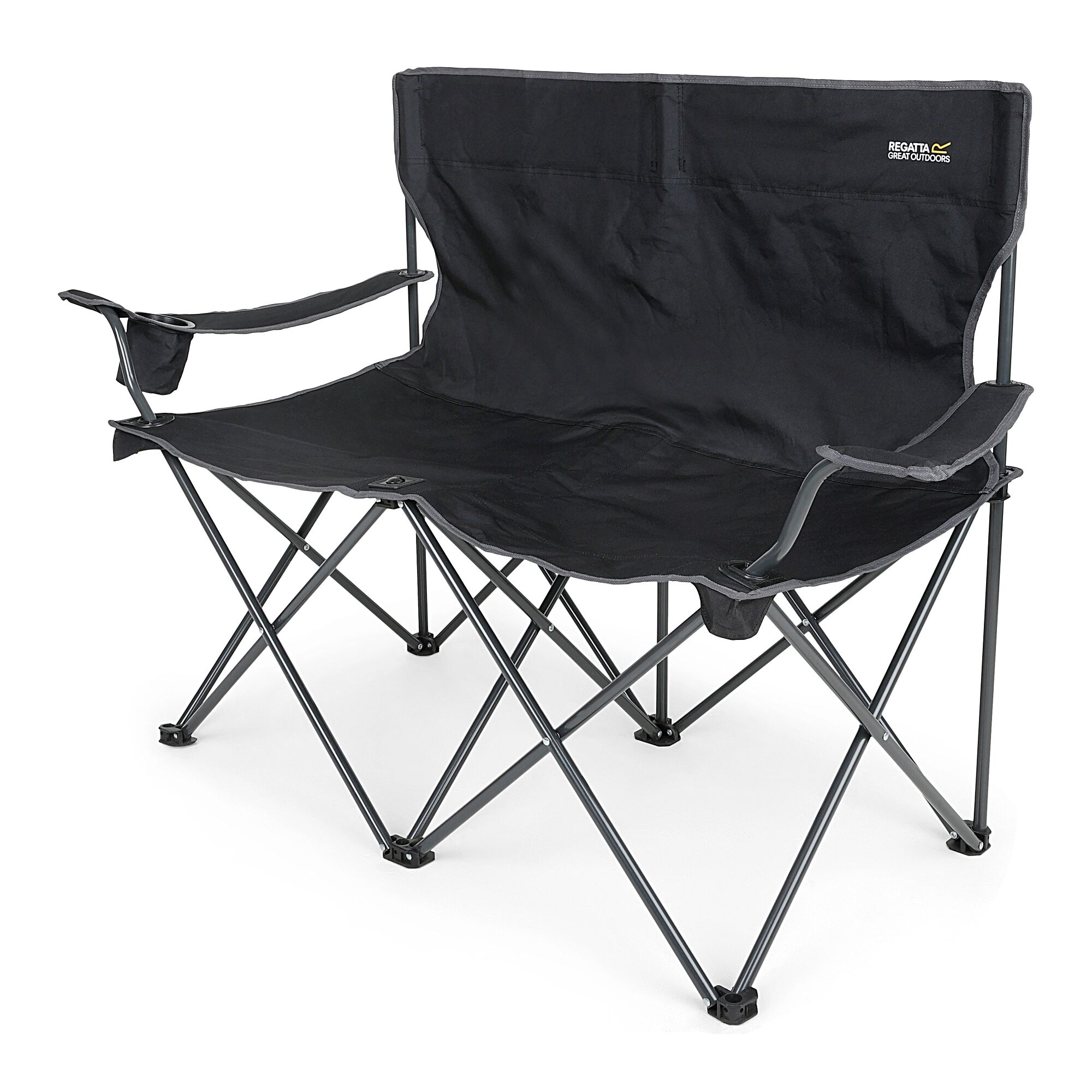 Regatta Isla Double Camping Chair With Storage Bag Black Seal Grey, Size: One Size