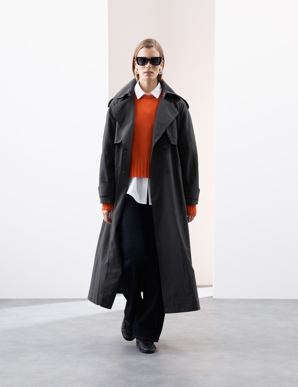 Autograph Female Technical Showerproof Longline Trench Coat - 6 - Carbon, Carbon