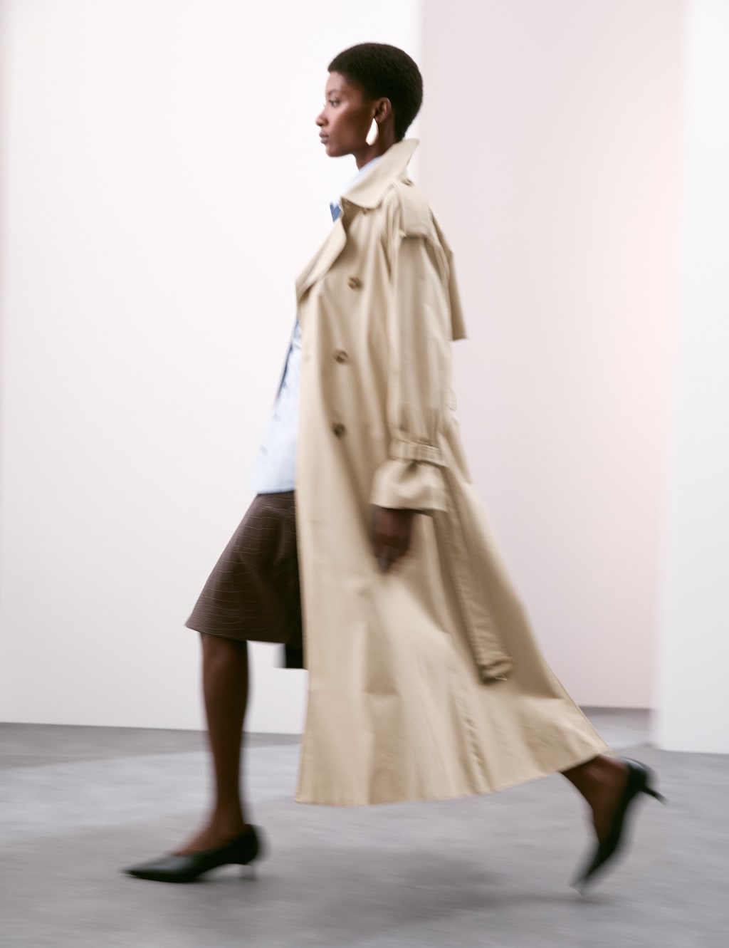 Autograph Female Cotton Rich Longline Trench Coat - 22 - Opaline, Opaline