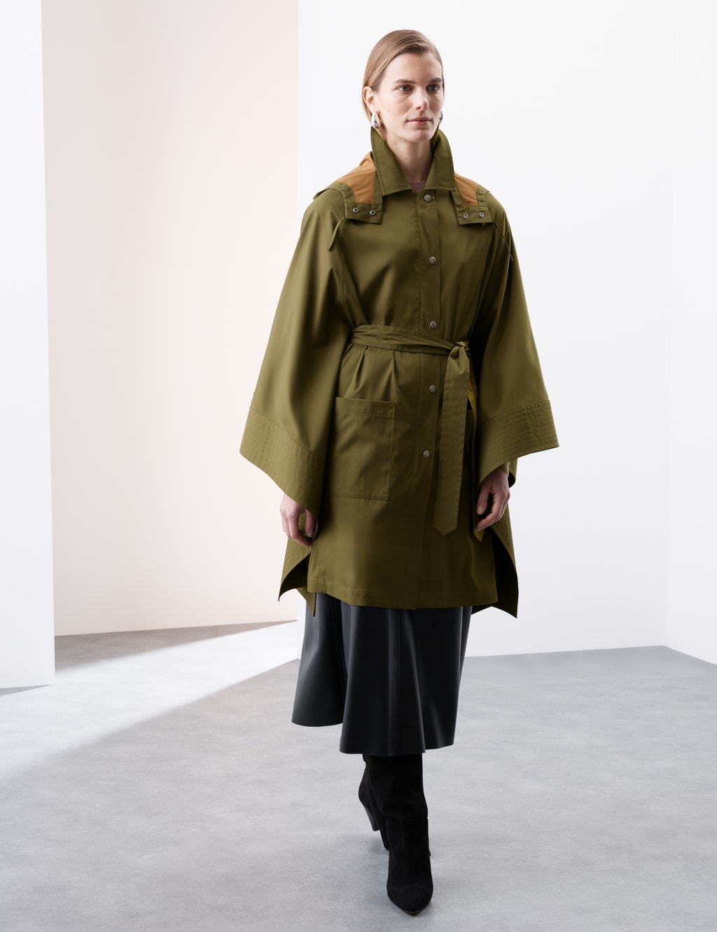 Autograph Female Showerproof Cape Style Trench Coat - M - Moss, Moss