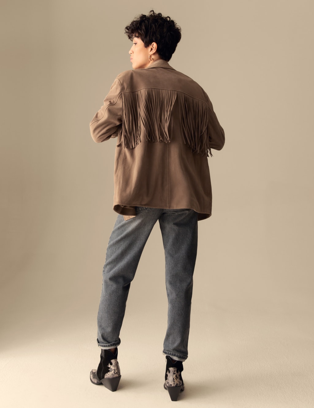 Per Una Female Suede Fringe Jacket - 14 - Tan, Tan