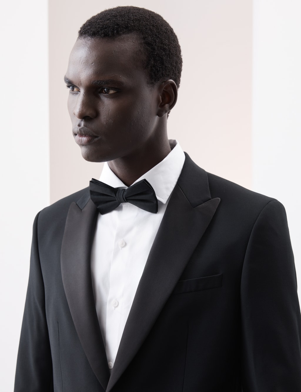 Autograph Male Tailored Fit Wool Blend Tuxedo Jacket - 38LNG - Black, Black