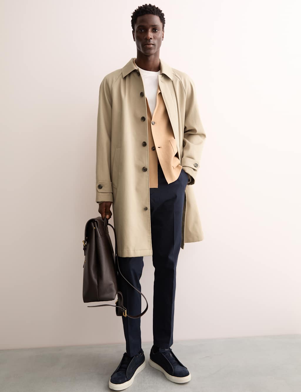 Jaeger Male Pure Cotton Trench - L - Neutral, Neutral