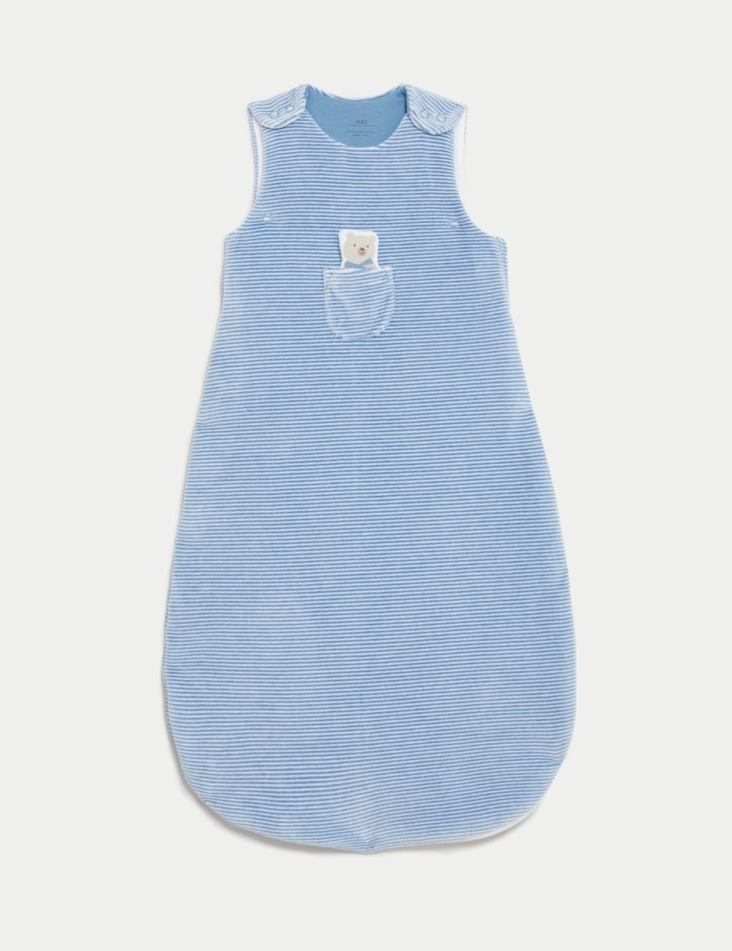 M&S Collection male Velour Teddy 2.5 Tog Sleeping Bag (0-3 Yrs) - 18-36 - Blue Mix, Blue Mix