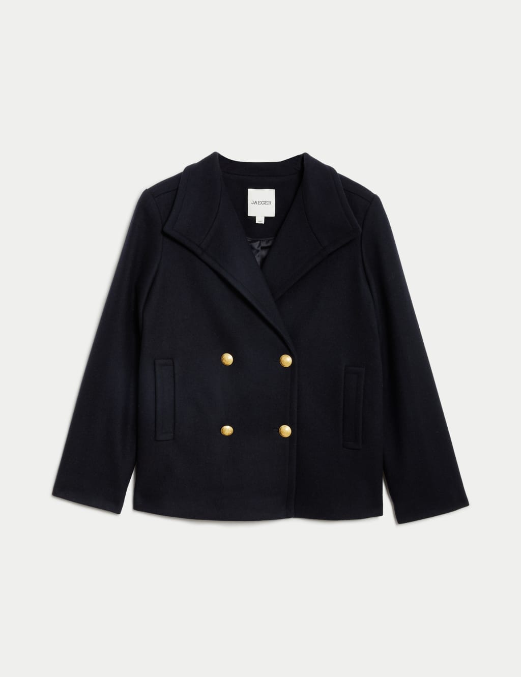 Jaeger Female Italian Wool Rich Double Breasted Pea Coat - 18 - Navy, Navy