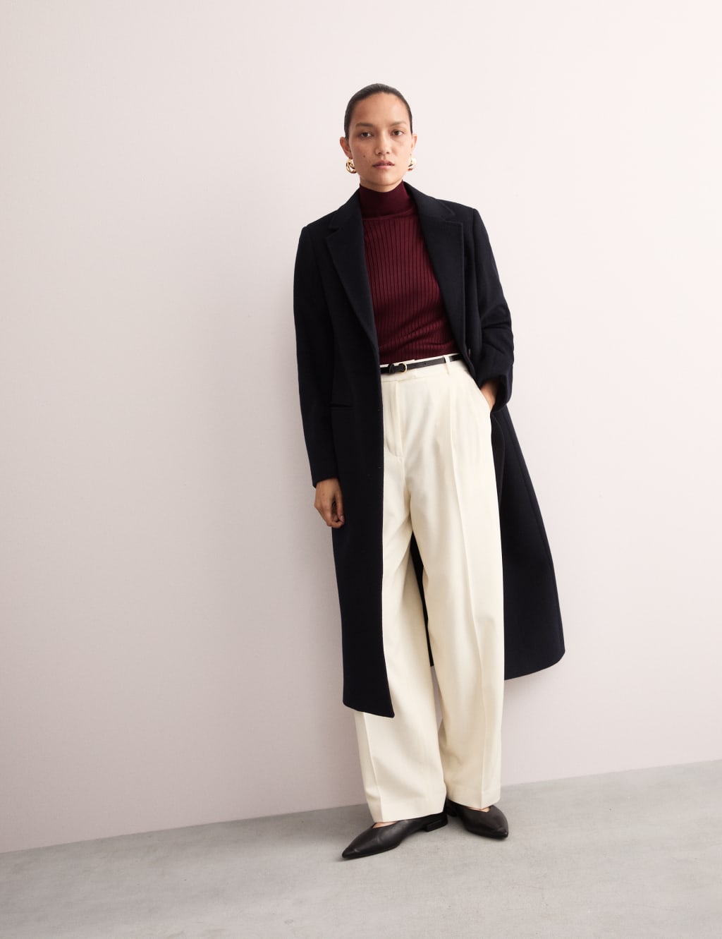 Jaeger Female Pure Wool Longline Boyfriend Coat - 8 - Navy, Navy