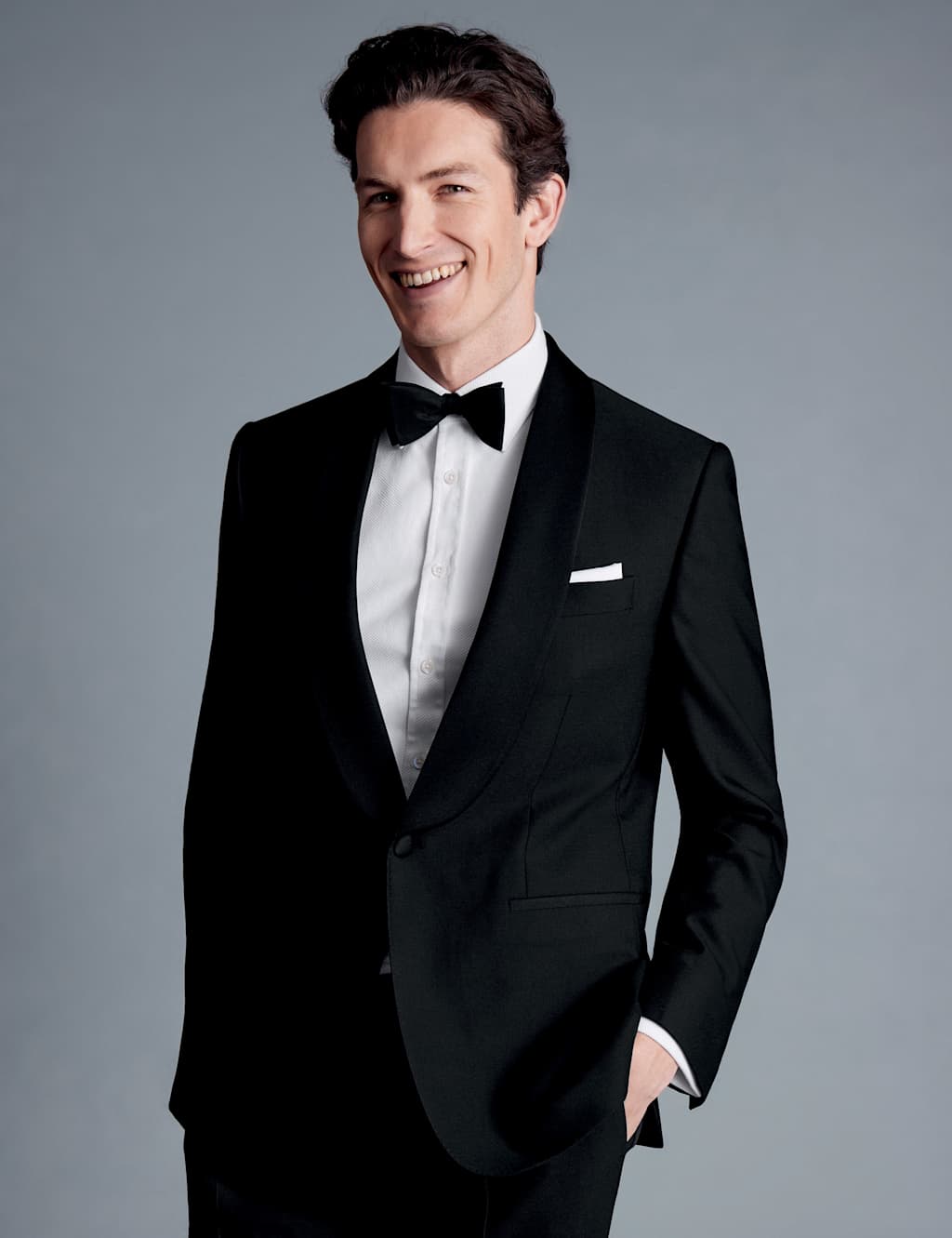 Charles Tyrwhitt Male Regular Fit Super 120's Wool Tuxedo Jacket - 40REG - Black, Black