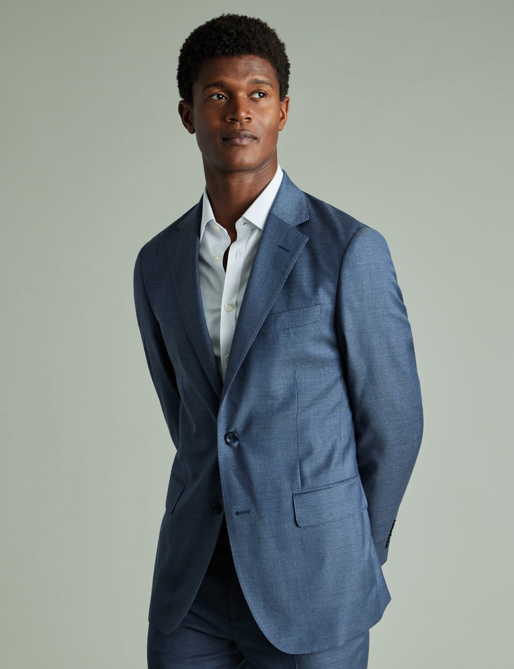 Charles Tyrwhitt Male Slim Fit Pure Wool Stretch Suit Jacket - 40REG - Blue, Air Force Blue,Blue