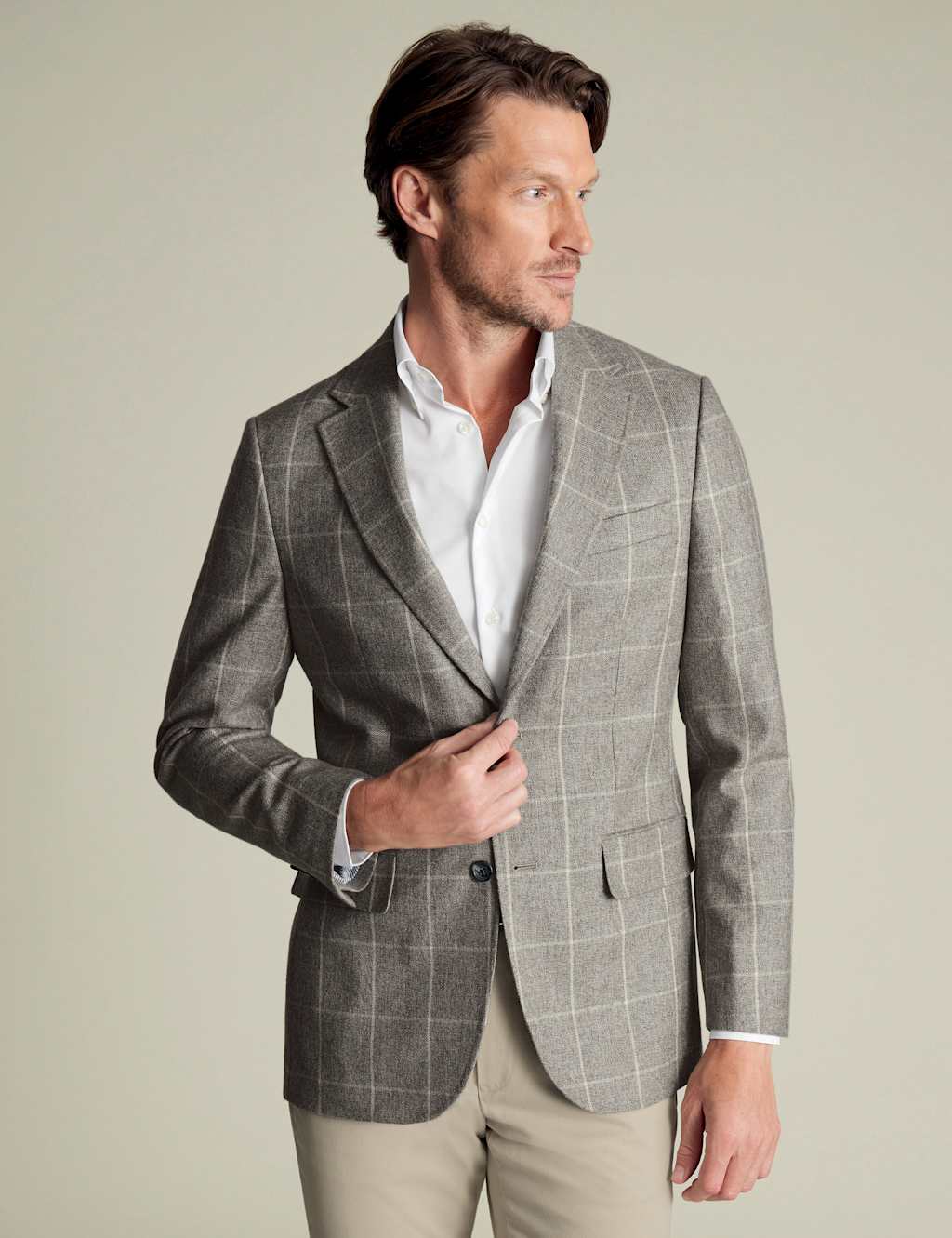 Charles Tyrwhitt Male Slim Fit Pure Wool Textured Suit Jacket - 40REG - Yellow Mix, Air Force Blue,Yellow Mix,Navy Mix,Blue