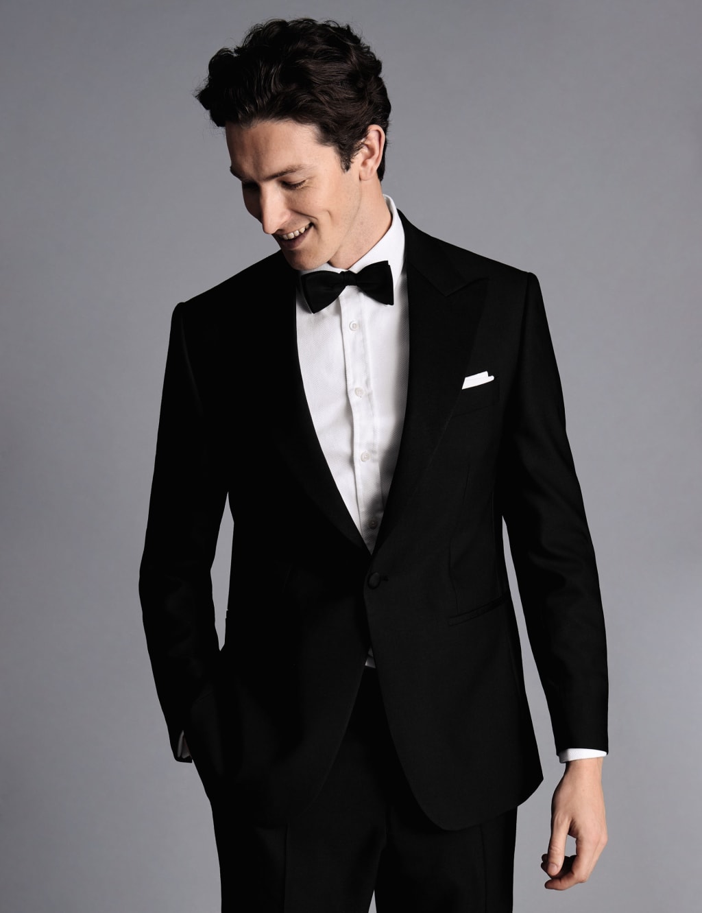 Charles Tyrwhitt Male Slim Fit Pure Wool Tuxedo Jacket - 40REG - Black, Black