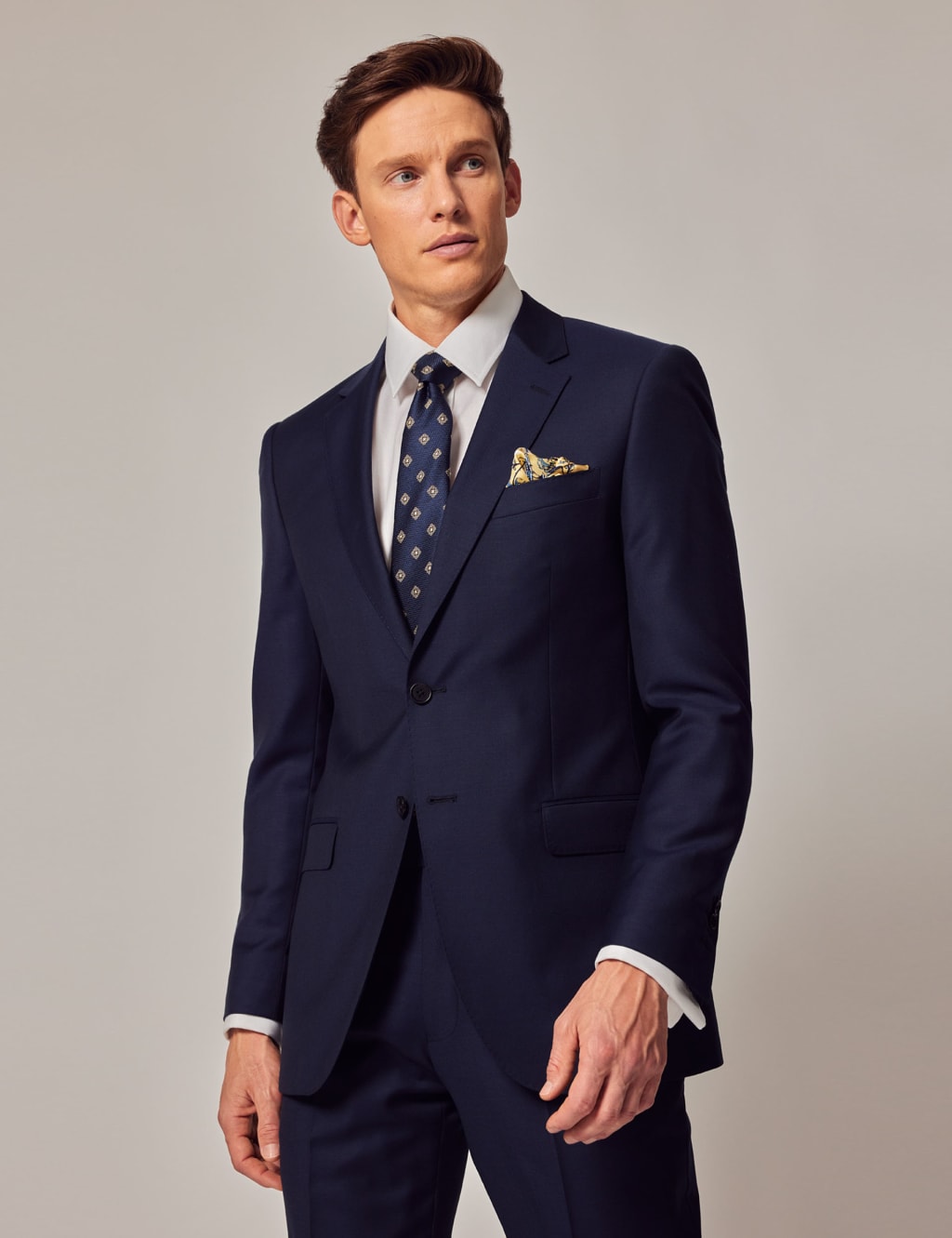 Hawes & Curtis Male Slim Fit Pure Wool Twill Suit Jacket - 40REG - Dark Blue, Dark Blue