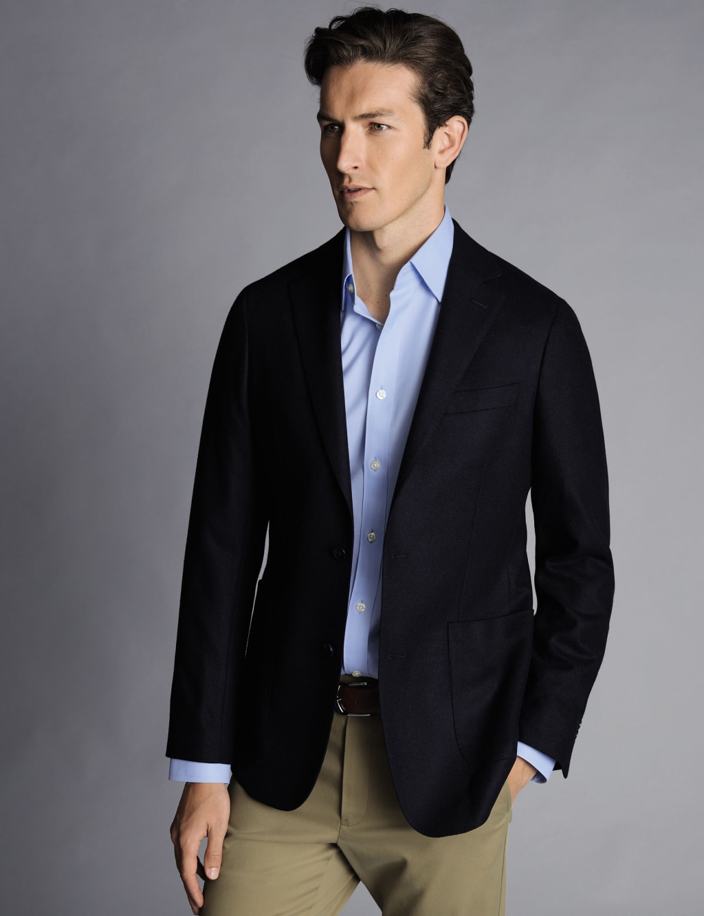 Charles Tyrwhitt Male Slim Fit Pure Wool Twill Blazer - 44REG - Dark Navy, Dark Navy