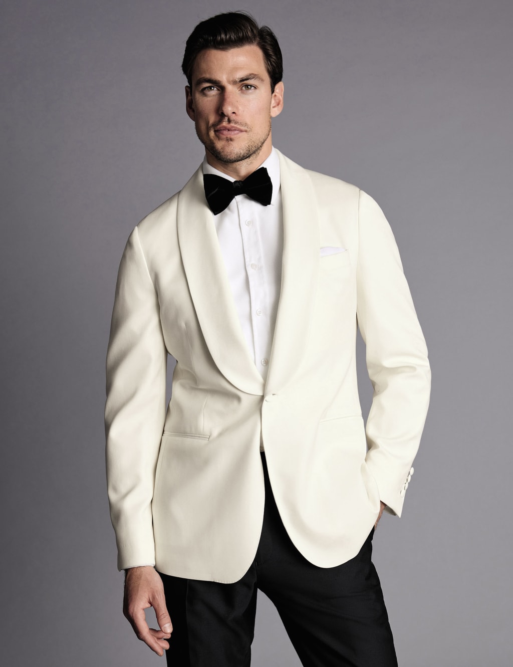 Charles Tyrwhitt Male Slim Fit Pure Wool Tuxedo Jacket - 38REG - White, White