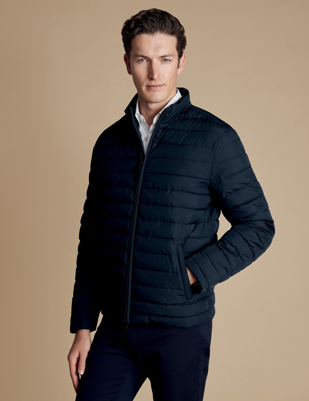 Charles Tyrwhitt Male Quilted Padded Lightweight Puffer Jacket - M - Navy, Navy