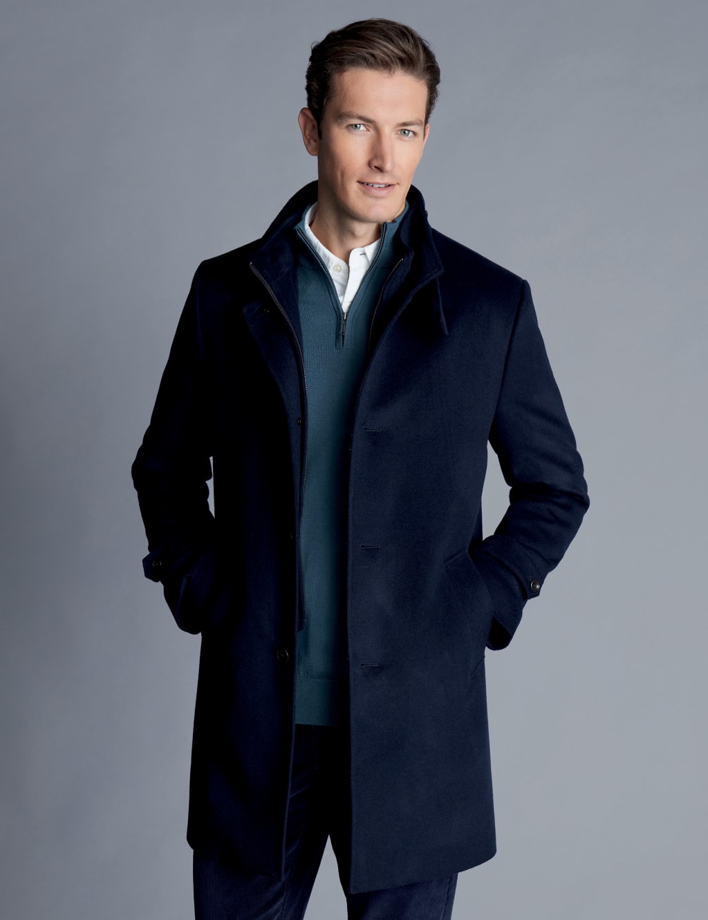 Charles Tyrwhitt Male Pure Wool Overcoat - 38REG - Navy, Navy