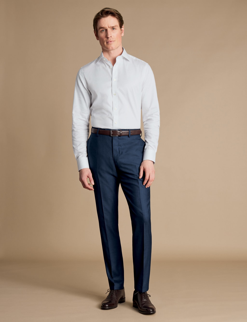 Charles Tyrwhitt Male Pure Wool Ultimate Performance Suit Trousers - 34/32 - Dark Indigo, Dark Indigo