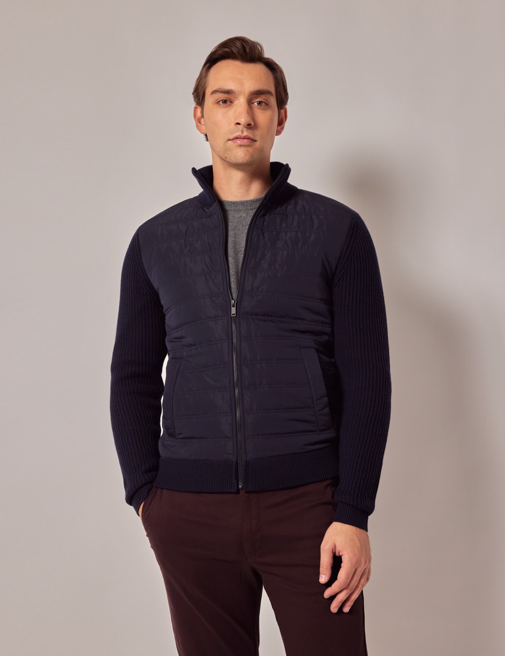 Hawes & Curtis Male Zip Up Hybrid Jacket - XL - Navy, Navy