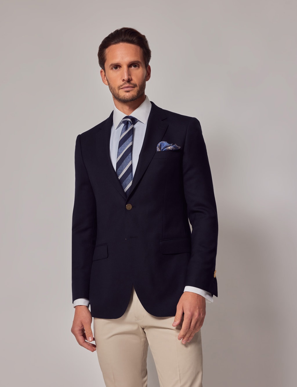 Hawes & Curtis Male Slim Fit Pure Wool Blazer - 38REG - Navy, Navy