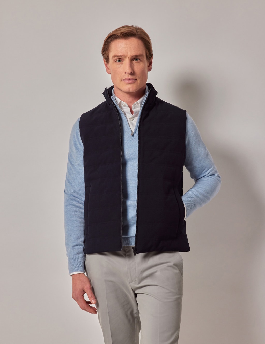 Hawes & Curtis Male Quilted Gilet - M - Navy, Navy,Black