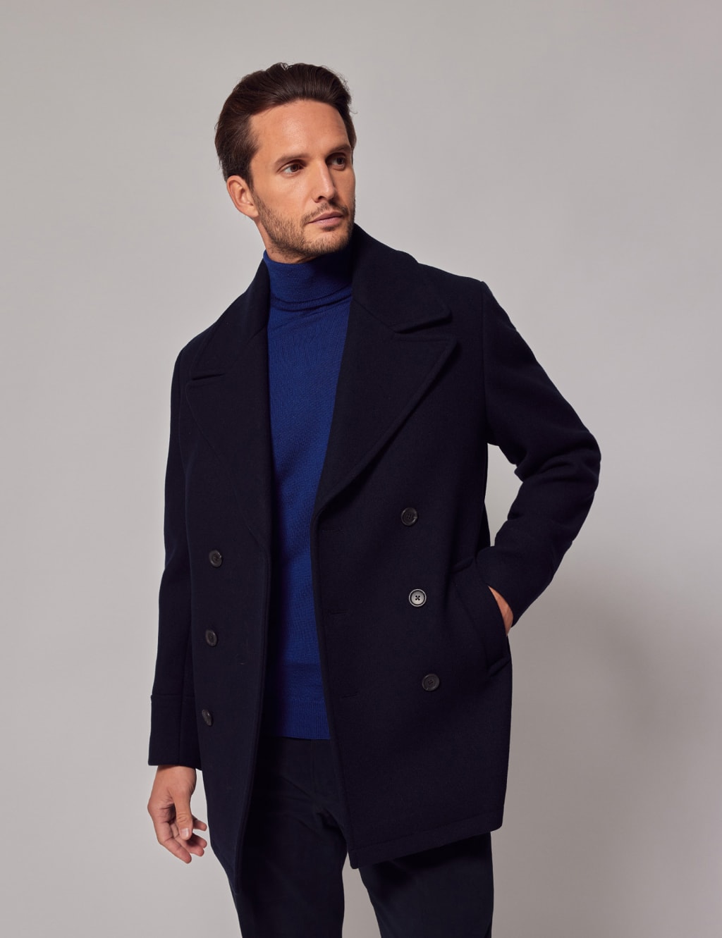 Hawes & Curtis Male Pure Wool Peacoat - 38REG - Navy, Navy