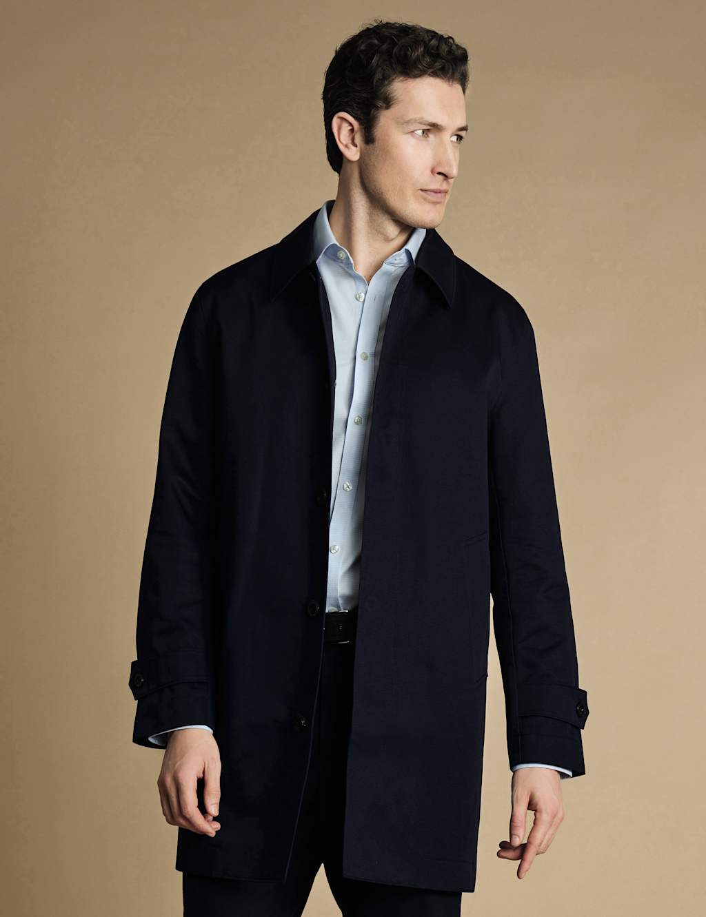 Charles Tyrwhitt Male Pure Cotton Showerproof Mac - 42 - Navy, Stone,Navy