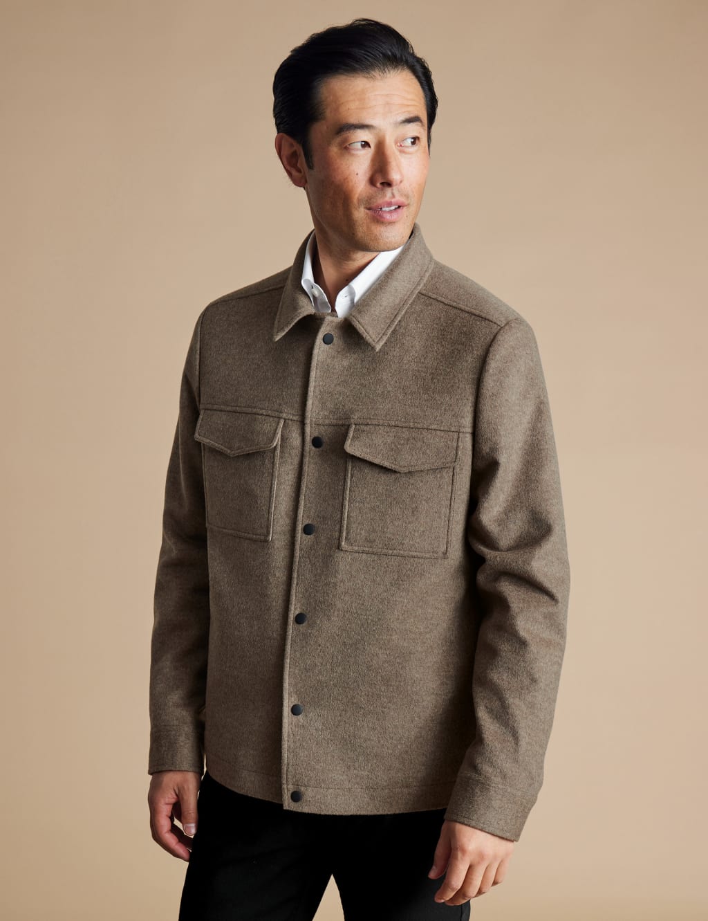 Charles Tyrwhitt Male Pure Wool Harrington Jacket - XL - Natural, Natural