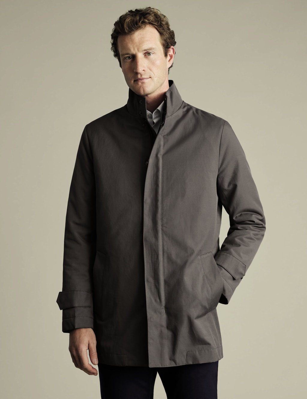 Charles Tyrwhitt Male Cotton Rich 3 in 1 Mac with Removable Gilet - Brown, Black,Brown