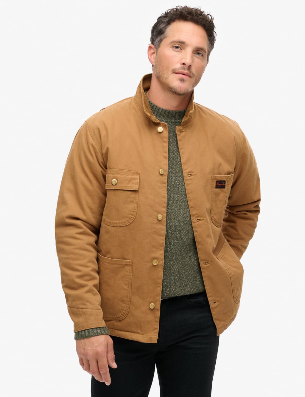 Superdry Male Pure Cotton Utility Chore Jacket - Brown, Brown,Navy