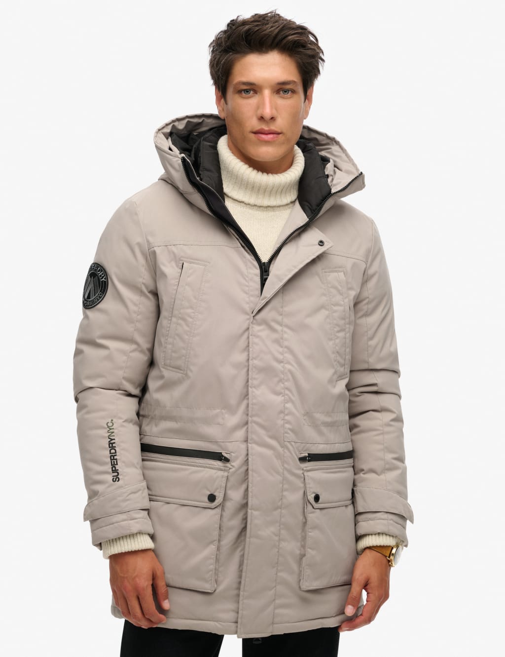 Superdry Male City Padded Parka Jacket - L - Dark Grey, Dark Grey