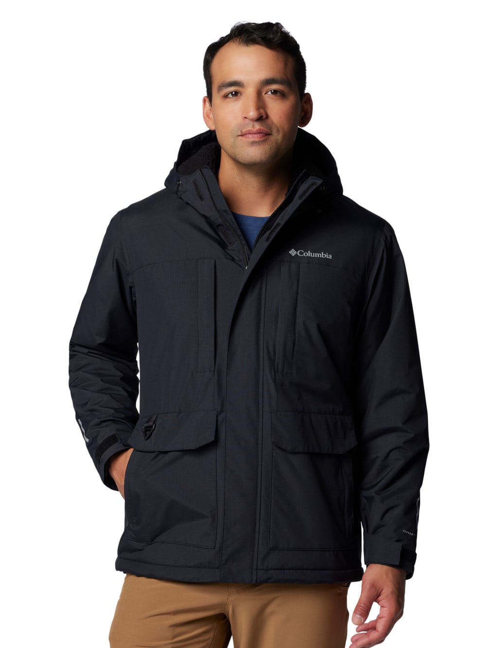 Columbia Male Sherpa Lined Hooded Raincoat - Black, Black