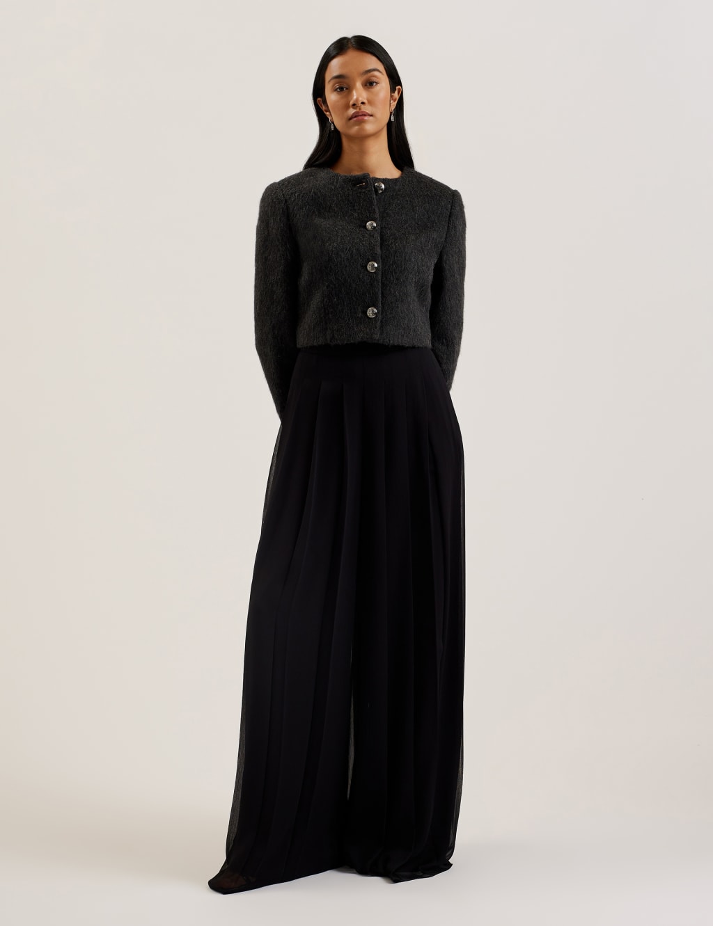 Ted Baker Female Pleated Elasticated Waist Wide Leg Trousers - 12 - Black, Black