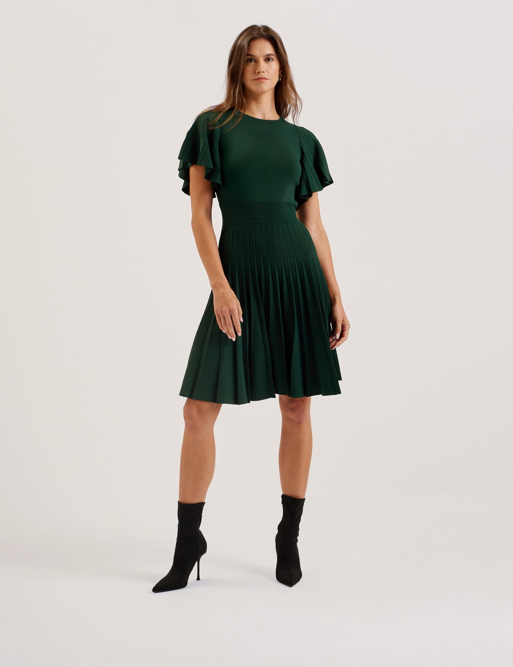 Ted Baker Female Crew Neck Mini Skater Dress - 12 - Dark Green, Dark Green