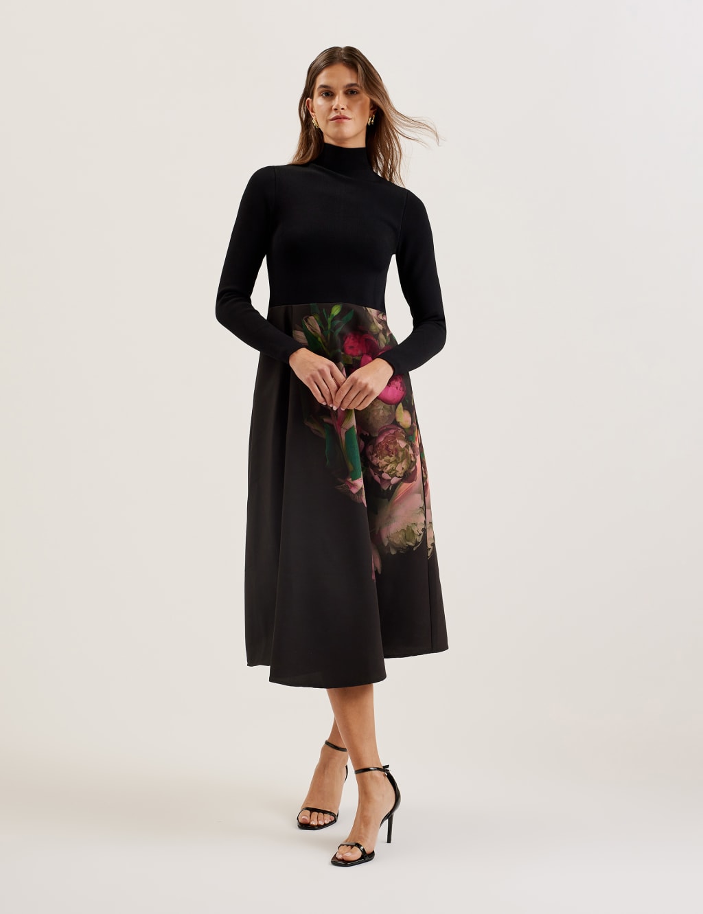 Ted Baker Female Waisted Dress with Wrap Skirt - 12 - Black, Black