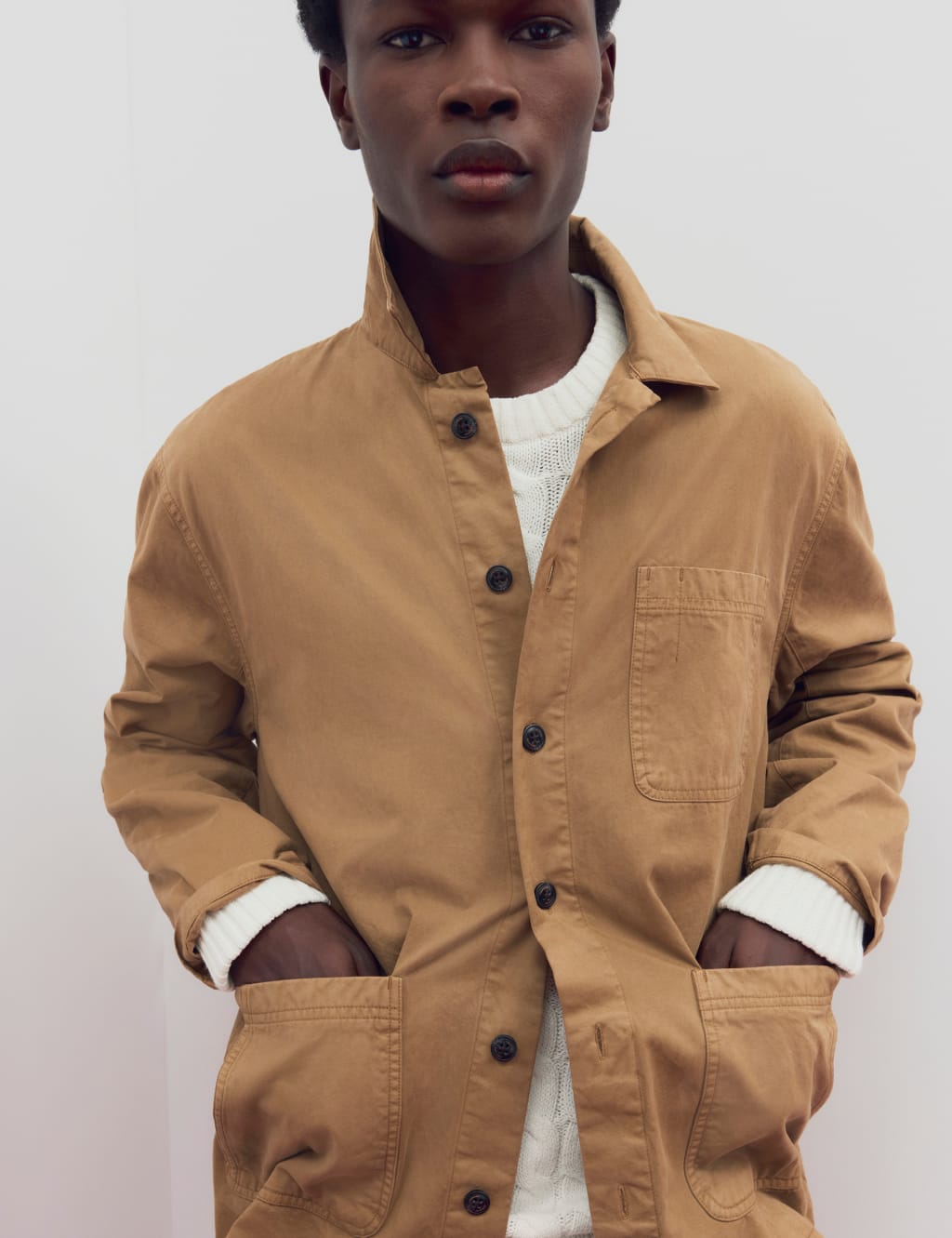 Peregrine Male Chore Jacket - L - Stone, Stone,Navy