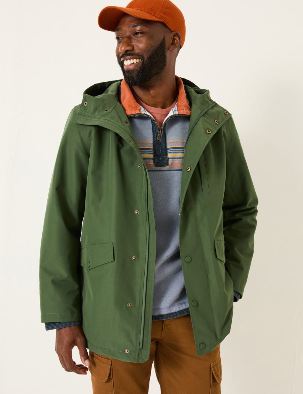 Fatface Male Westbay Raincoat - LREG - Dark Green, Dark Green
