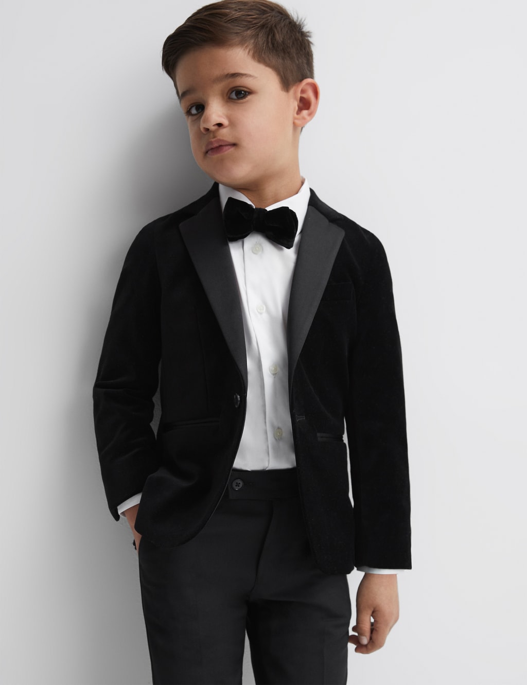 Reiss male Velvet Single Breasted Blazer (3-14 Yrs) - 7-8 Y - Black, Black