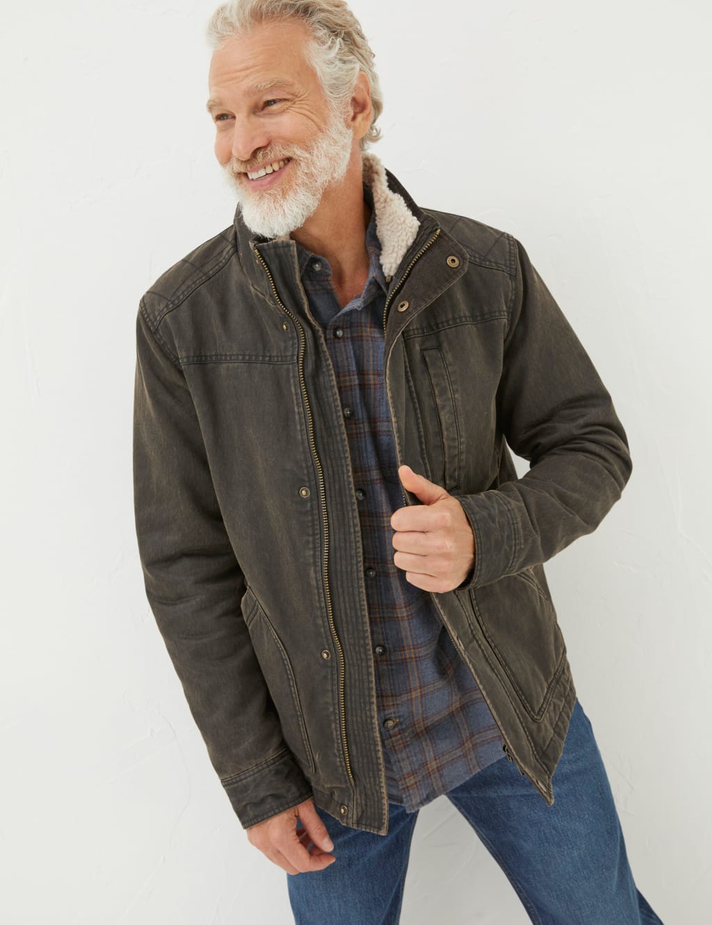 Fatface Male Cotton Rich Padded Utility Jacket - XSREG - Brown, Brown