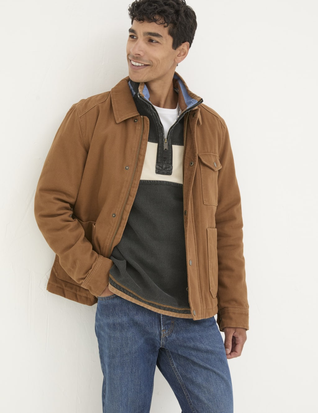 Fatface Male Pure Cotton Padded Utility Jacket - XLREG - Tan, Tan