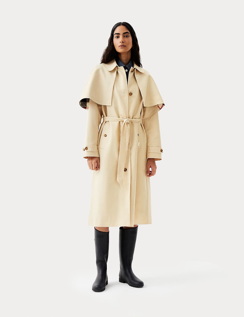Hunter Female Keltie Pure Cotton Trench Coat - M - Cream, Cream