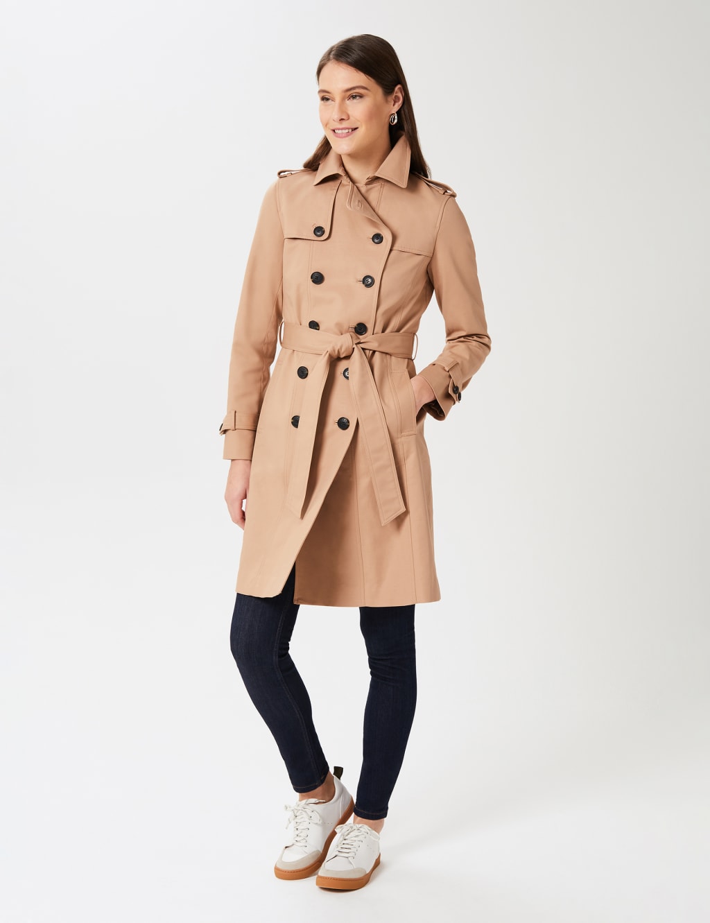 Hobbs Female Saskia Water Resistant Belted Trench Coat - 8, Tan