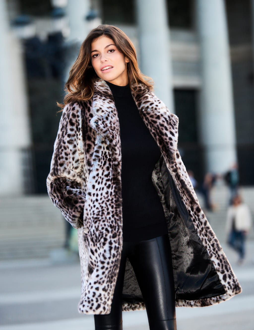 Sosandar Female Faux Fur Leopard Print Coat - 10 - Brown Mix, Brown Mix