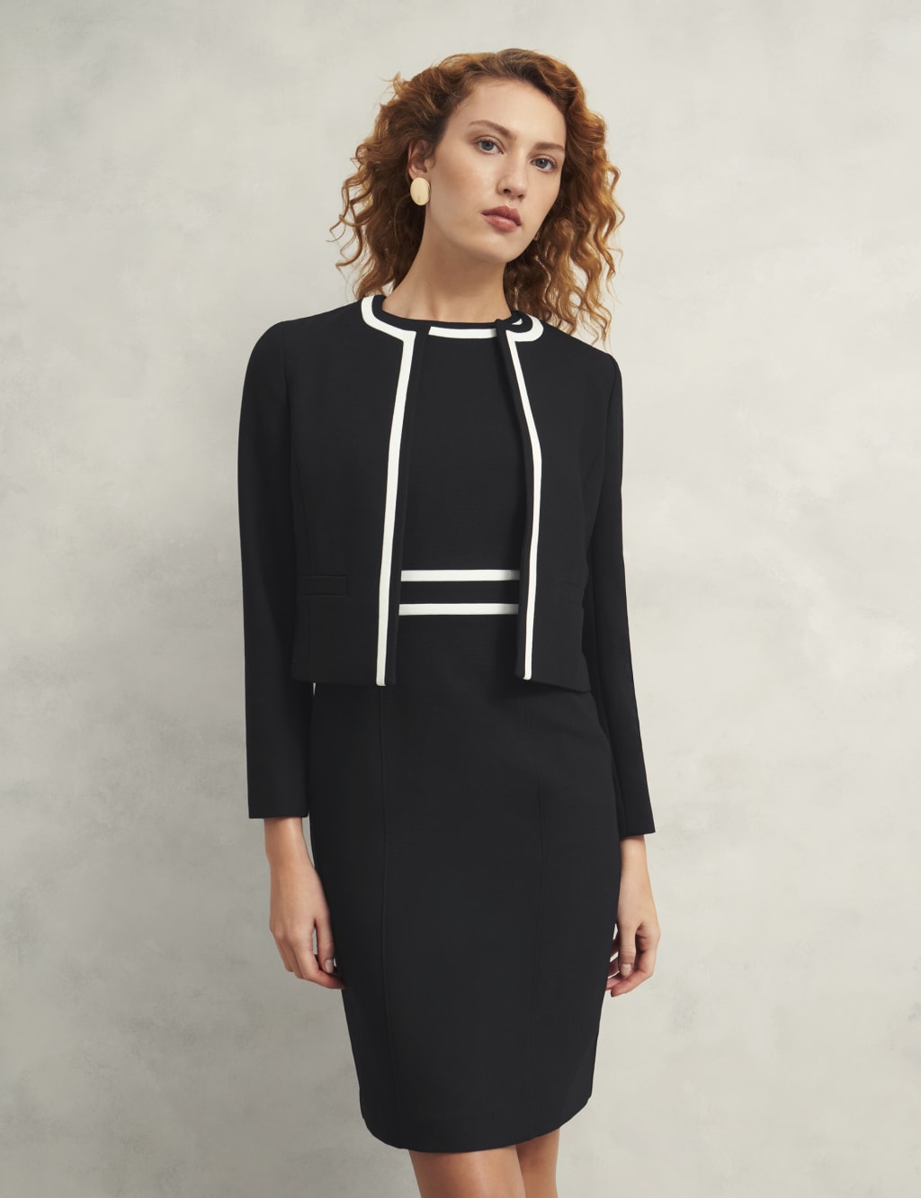 Hobbs Female Monochrome Cropped Jacket - 14 - Black, Black