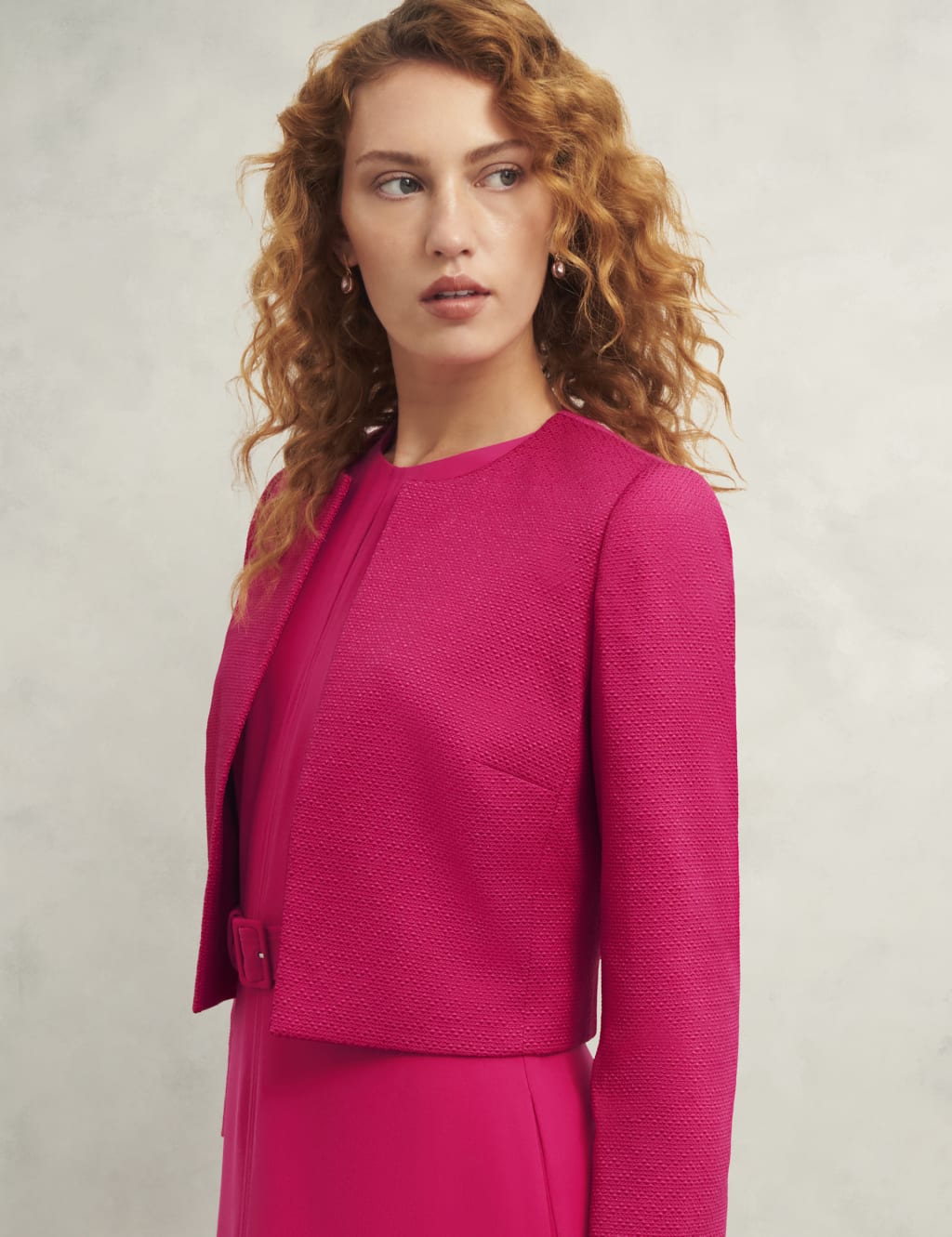 Hobbs Female Textured Cropped Jacket - 10 - Pink, Pink