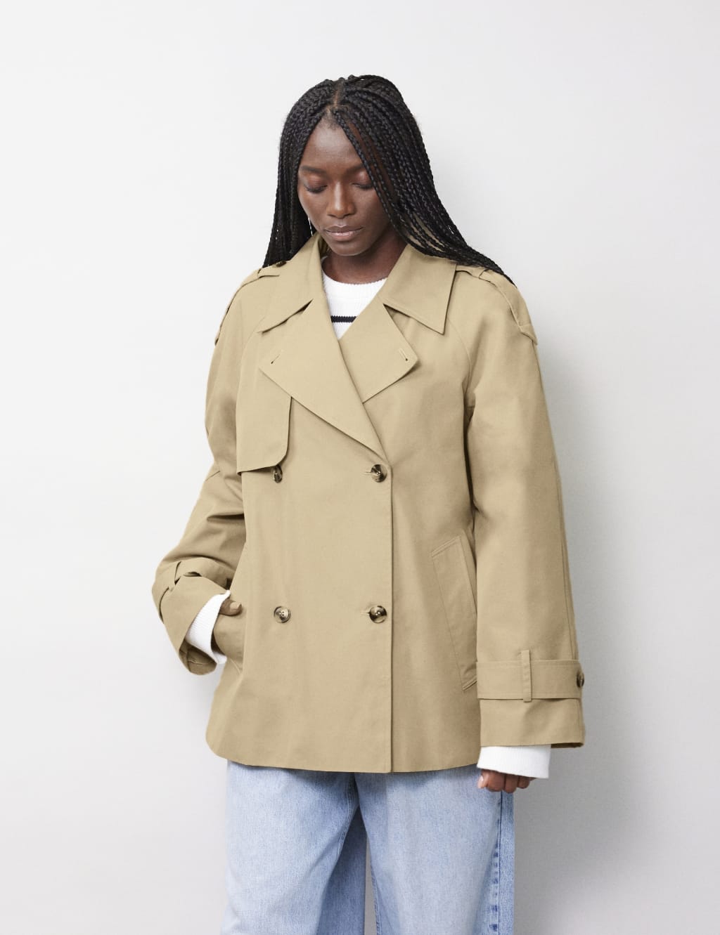 Albaray Female Cotton Rich Short Trench Coat - 12 - Stone, Stone