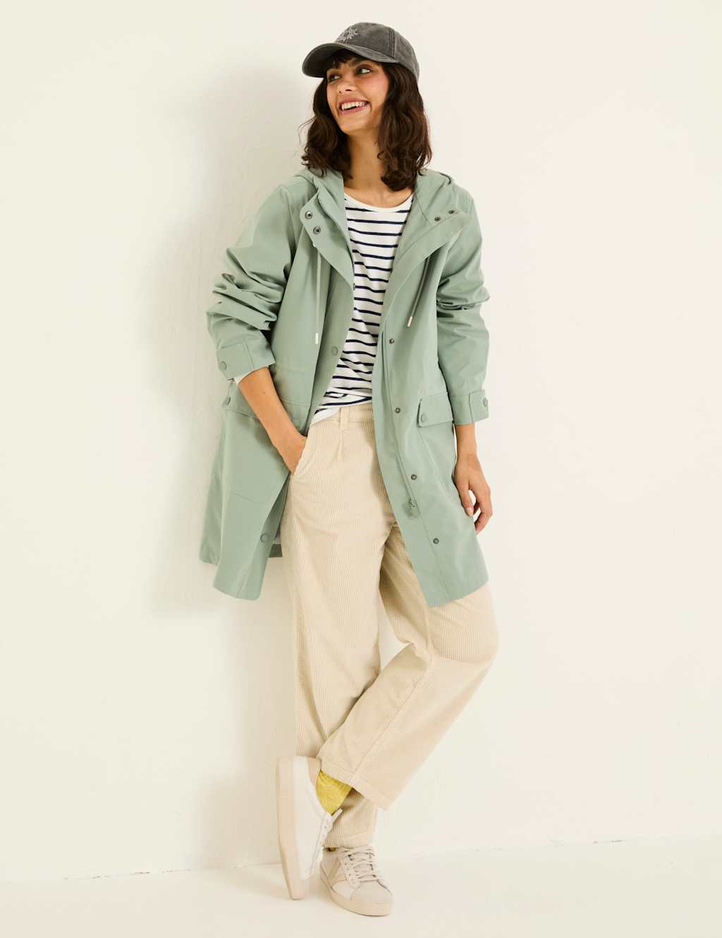 Fatface Female Waterproof Hooded Relaxed Longline Raincoat - 16 - Green, Green