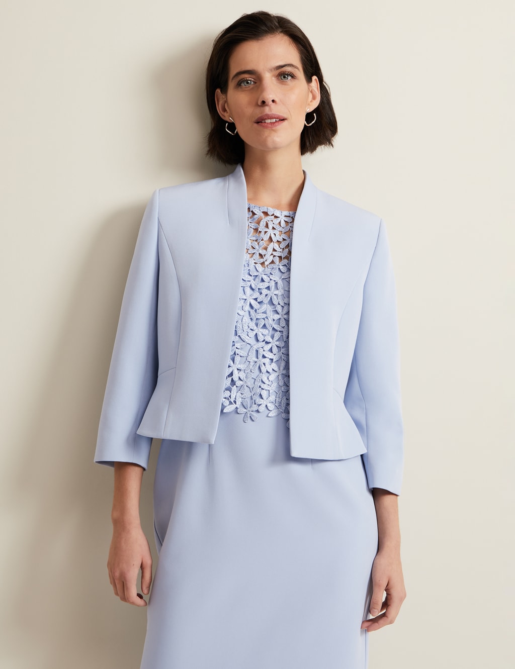 Phase Eight Female Collarless Short Jacket - 14 - Blue, Blue