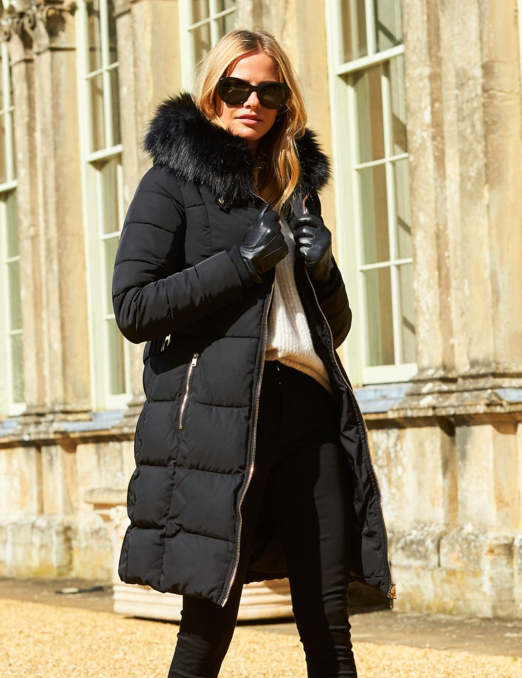 Sosandar Female Padded Longline Coat - 12 - Black, Black