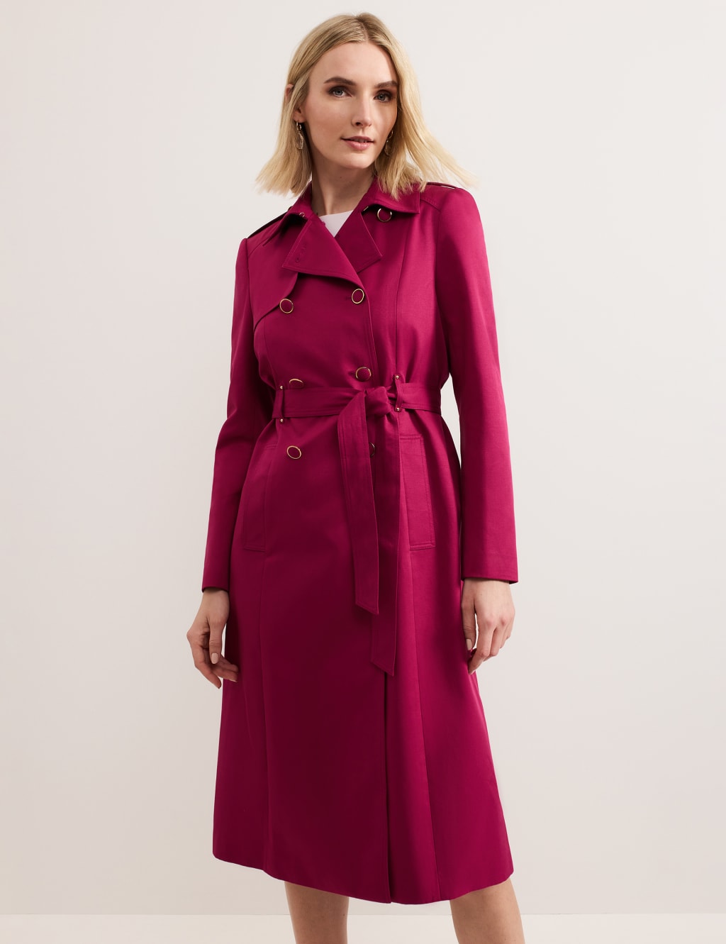 Phase Eight Female Cotton Blend Trench Coat - 12 - Pink, Pink