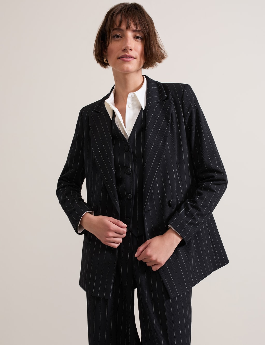 Phase Eight Female Pinstripe Double Breasted Blazer - 14 - Navy, Navy